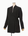 Triacetate Polyester Collarless Jacket - black
