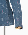 Floral Jacquard Denim Jacket - blue