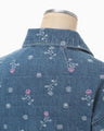 Floral Jacquard Denim Jacket - blue