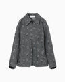Floral Jacquard Denim Jacket - grey