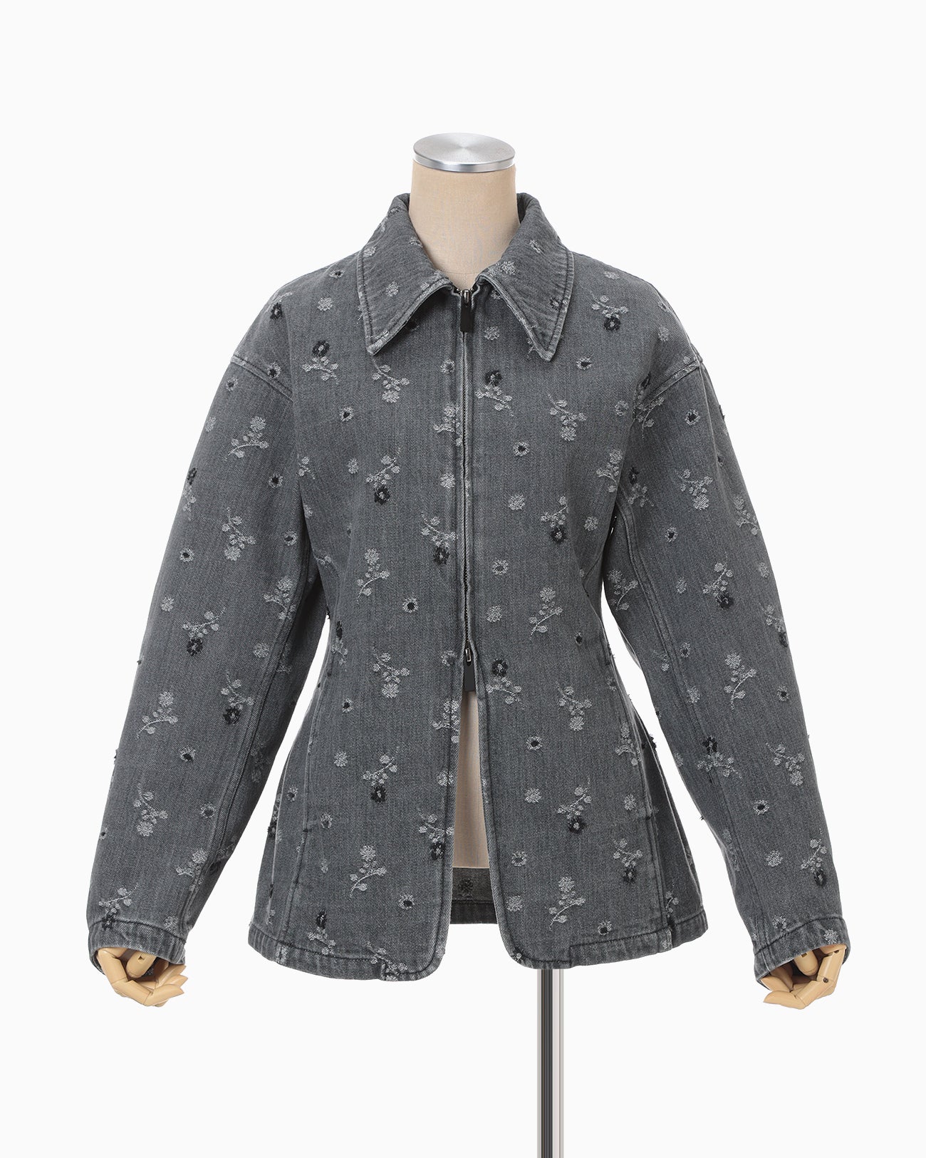 Floral Jacquard Denim Jacket - grey - Mame Kurogouchi