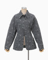 Floral Jacquard Denim Jacket - grey