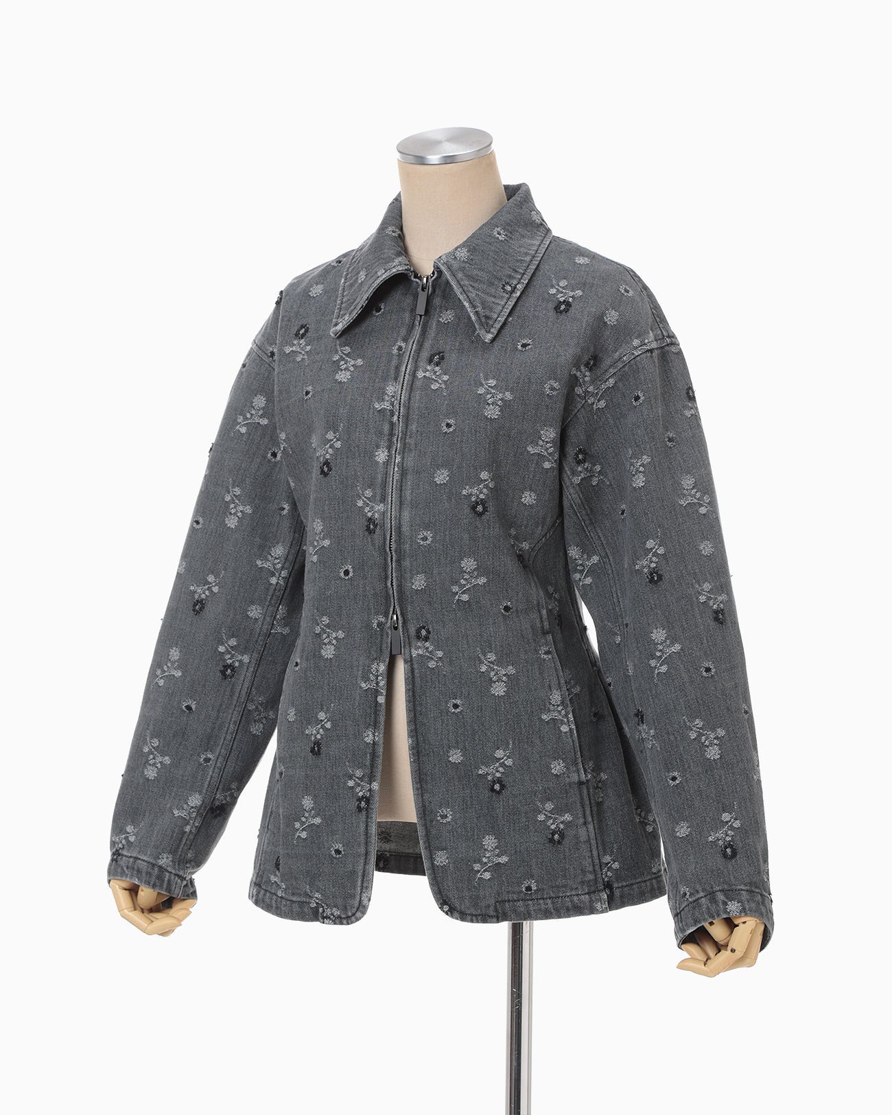 Floral Jacquard Denim Jacket - grey - Mame Kurogouchi