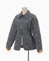 Floral Jacquard Denim Jacket - grey
