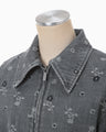 Floral Jacquard Denim Jacket - grey