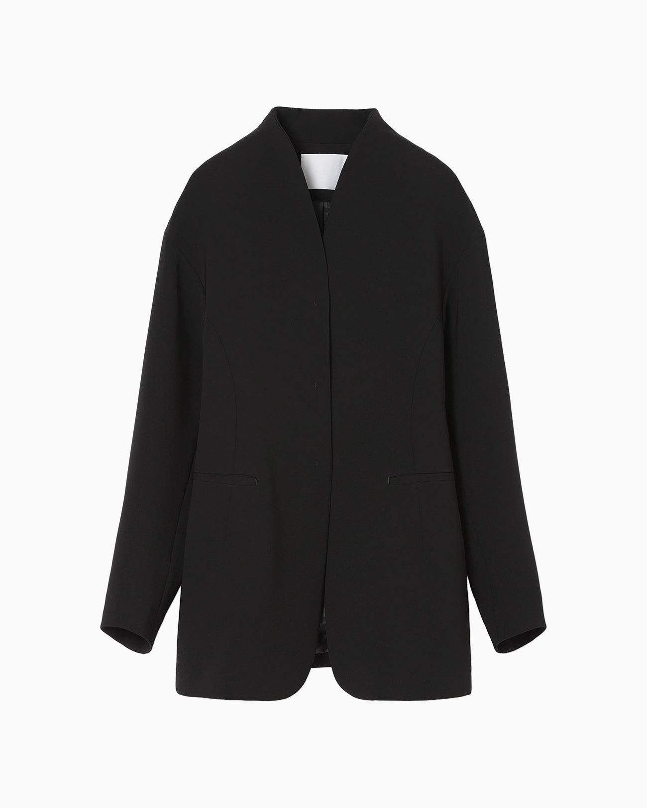 Triacetate Polyester Dropped Shoulder Jacket - black - Mame Kurogouchi