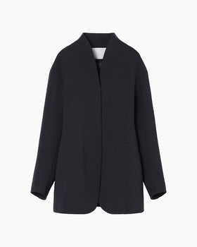 Triacetate Polyester Dropped Shoulder Jacket - navy