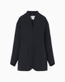 Triacetate Polyester Dropped Shoulder Jacket - navy