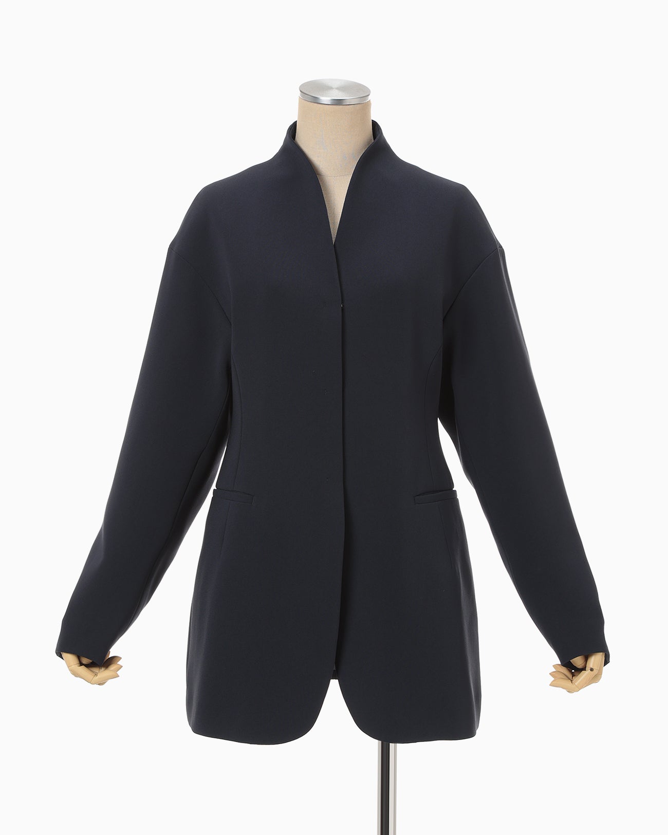 Triacetate Polyester Dropped Shoulder Jacket - navy - Mame Kurogouchi