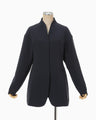 Triacetate Polyester Dropped Shoulder Jacket - navy