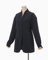 Triacetate Polyester Dropped Shoulder Jacket - navy