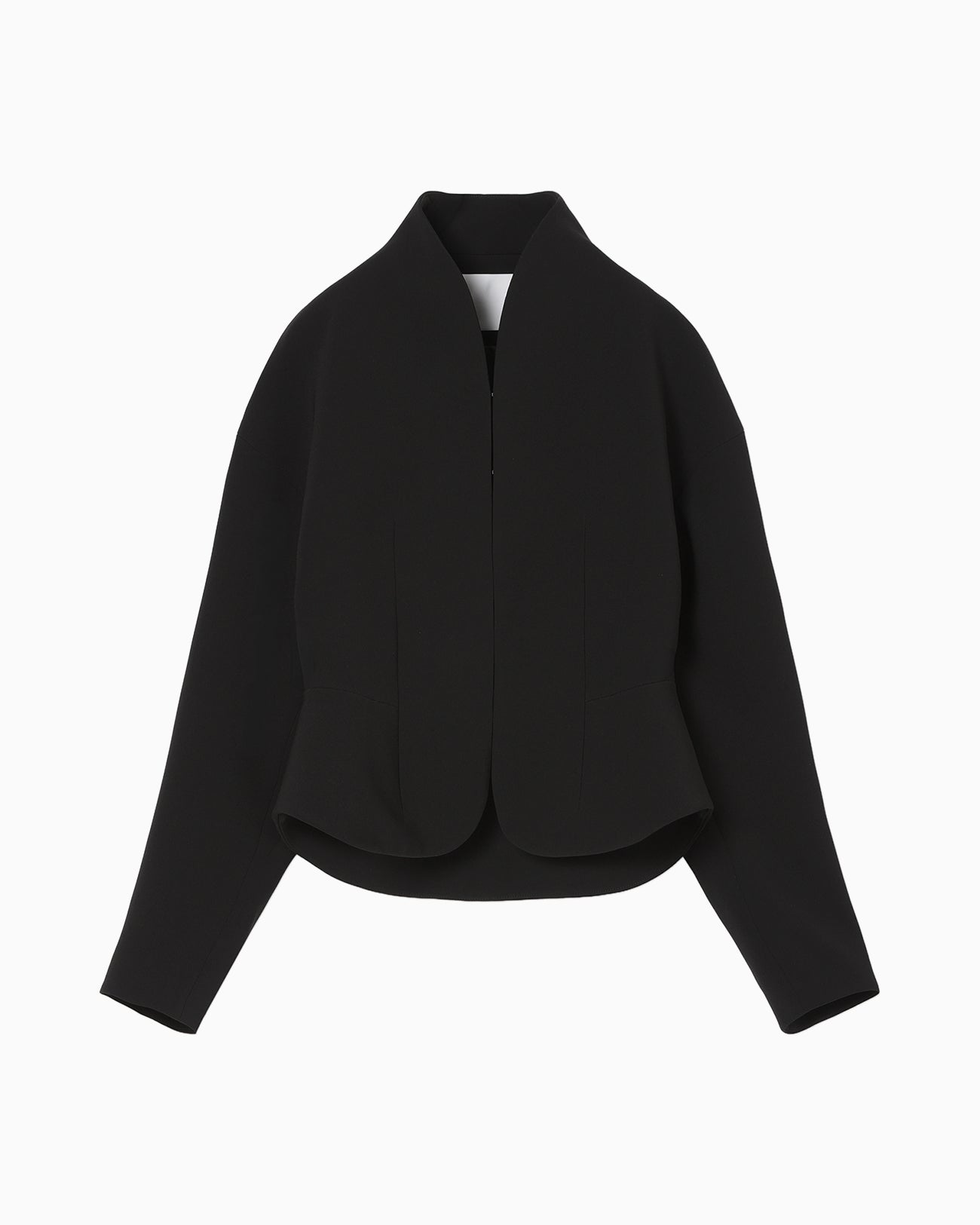 Triacetate Polyester Collarless Short Jacket - black - Mame Kurogouchi