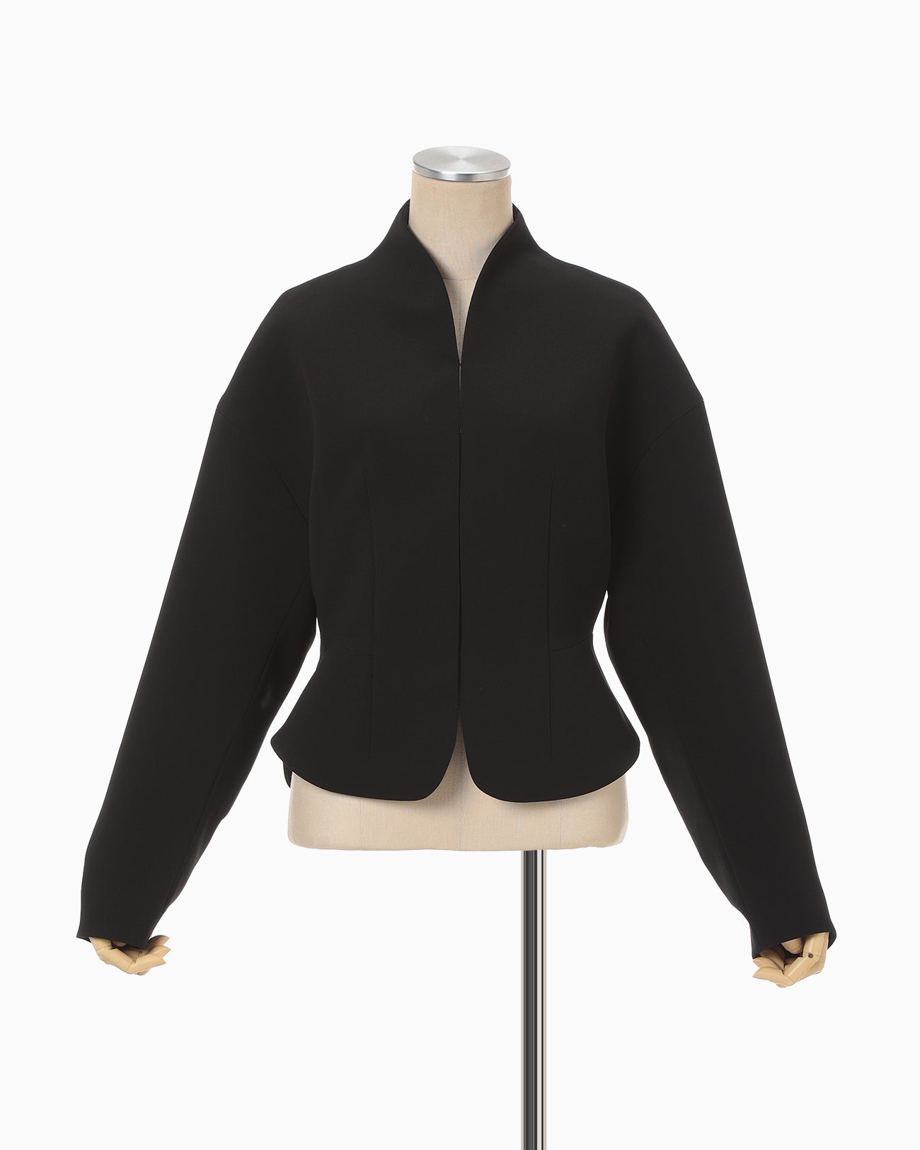 Triacetate Polyester Collarless Short Jacket - black - Mame Kurogouchi