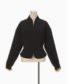 Triacetate Polyester Collarless Short Jacket - black