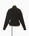 Triacetate Polyester Collarless Short Jacket - black