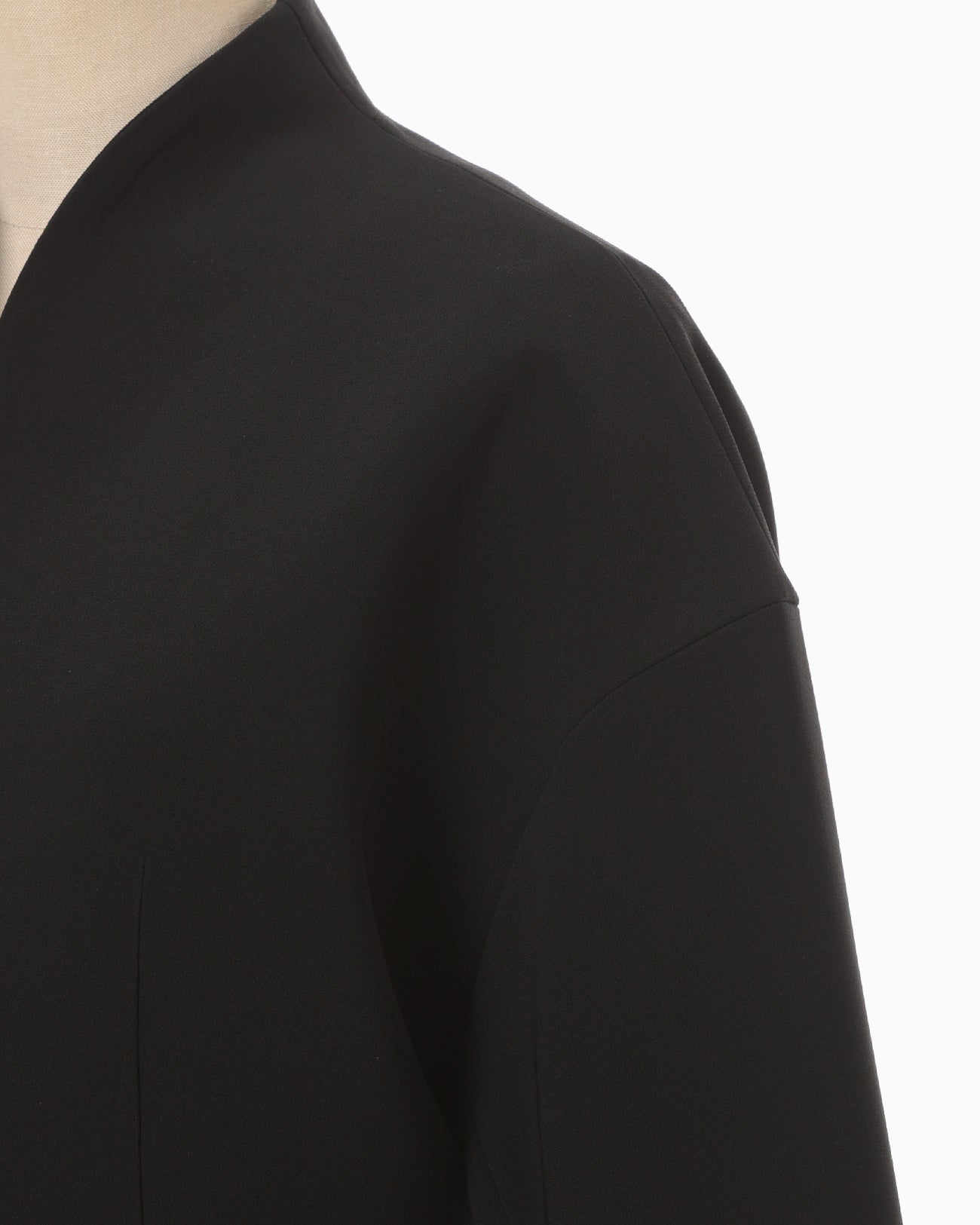 Triacetate Polyester Collarless Short Jacket - black - Mame Kurogouchi
