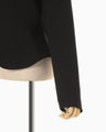 Triacetate Polyester Collarless Short Jacket - black