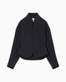 Triacetate Polyester Collarless Short Jacket - navy
