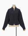 Triacetate Polyester Collarless Short Jacket - navy
