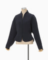 Triacetate Polyester Collarless Short Jacket - navy