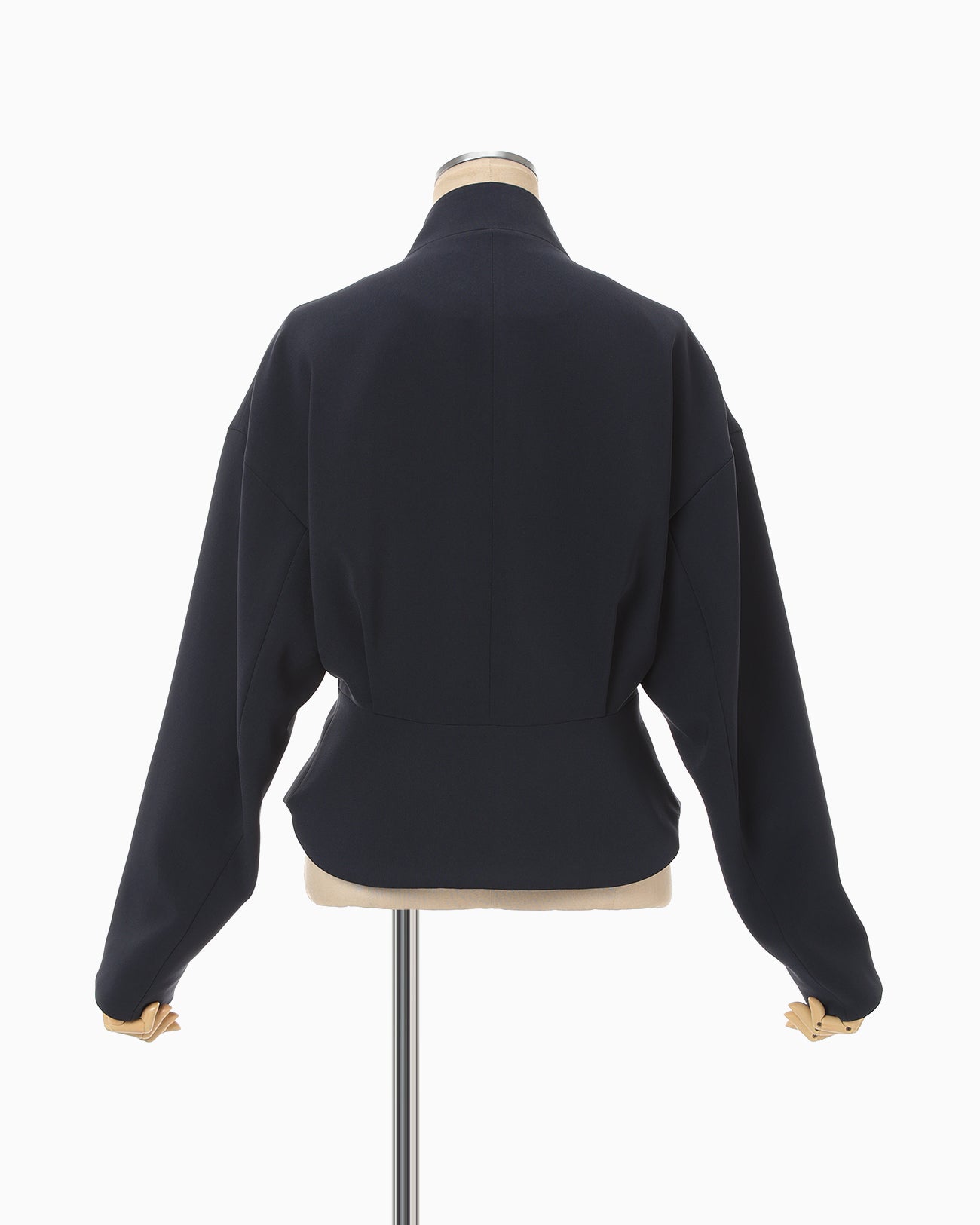 Triacetate Polyester Collarless Short Jacket - navy - Mame Kurogouchi