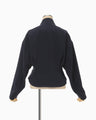 Triacetate Polyester Collarless Short Jacket - navy