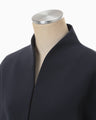 Triacetate Polyester Collarless Short Jacket - navy