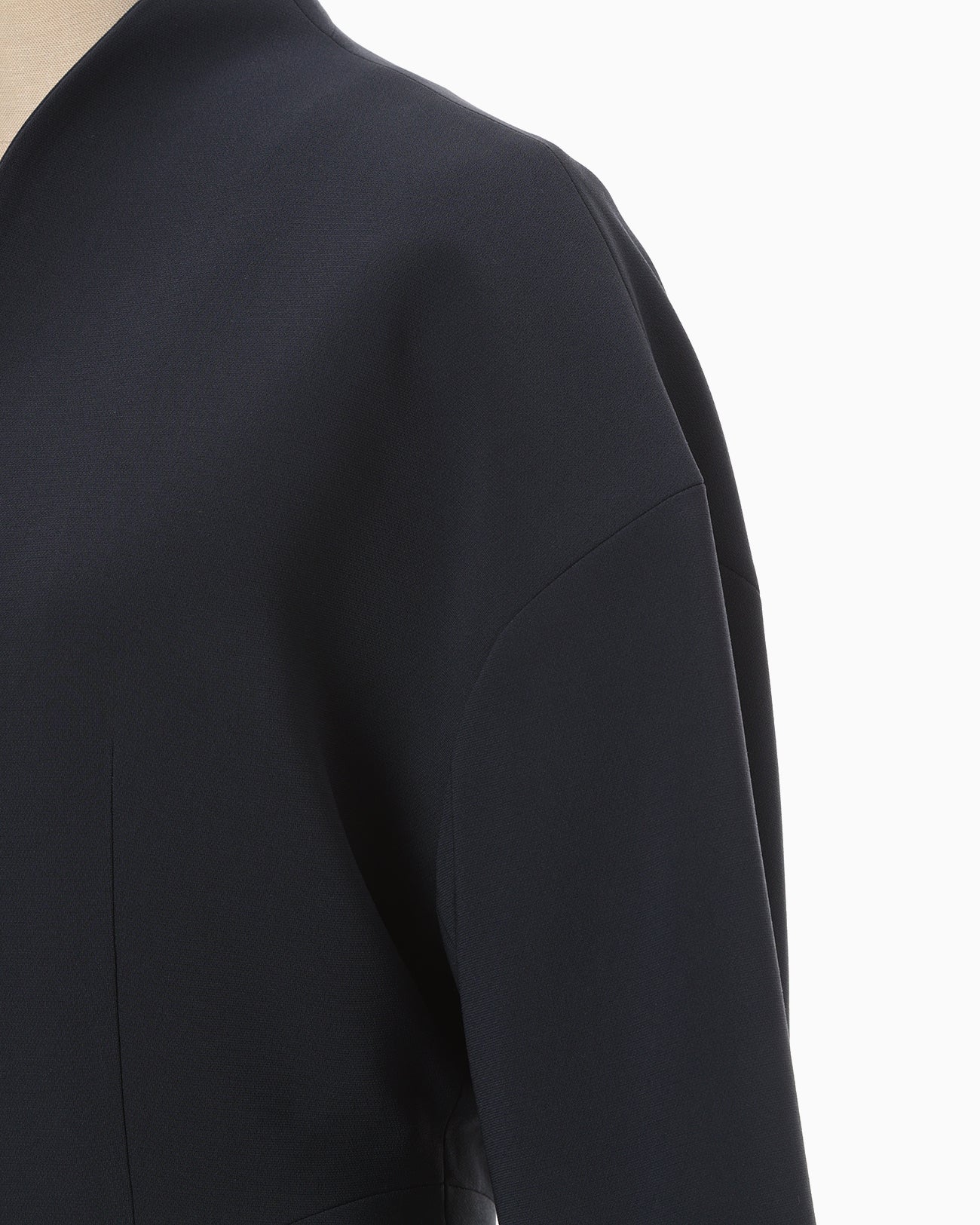 Triacetate Polyester Collarless Short Jacket - navy - Mame Kurogouchi