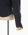 Triacetate Polyester Collarless Short Jacket - navy