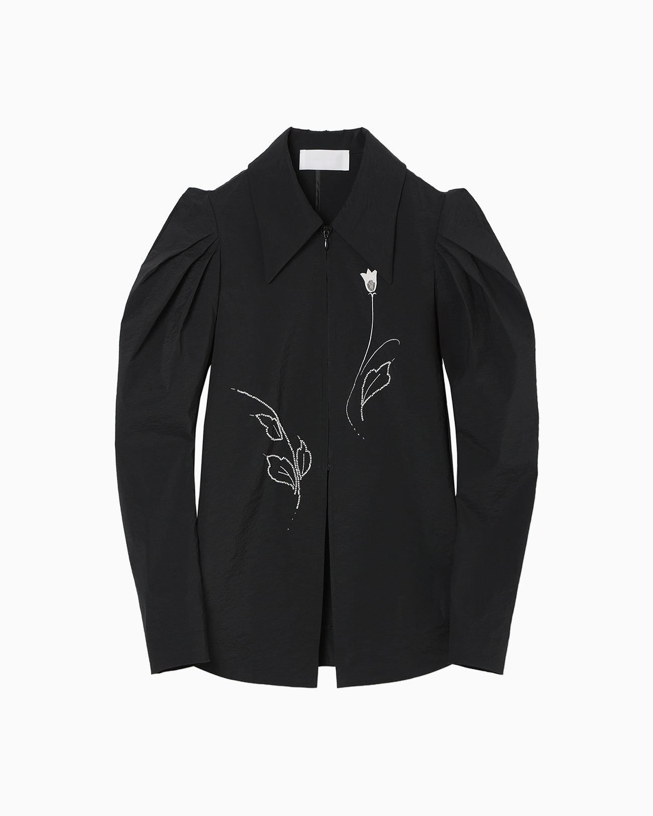 Stretch Beaded Detail Tuck Jacket - black - Mame Kurogouchi