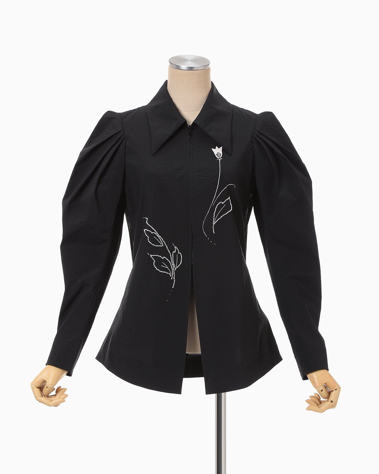 Stretch Beaded Detail Tuck Jacket - black - Mame Kurogouchi