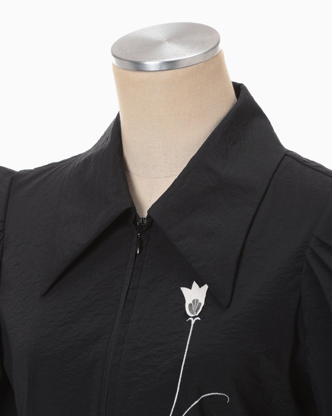 Stretch Beaded Detail Tuck Jacket - black - Mame Kurogouchi