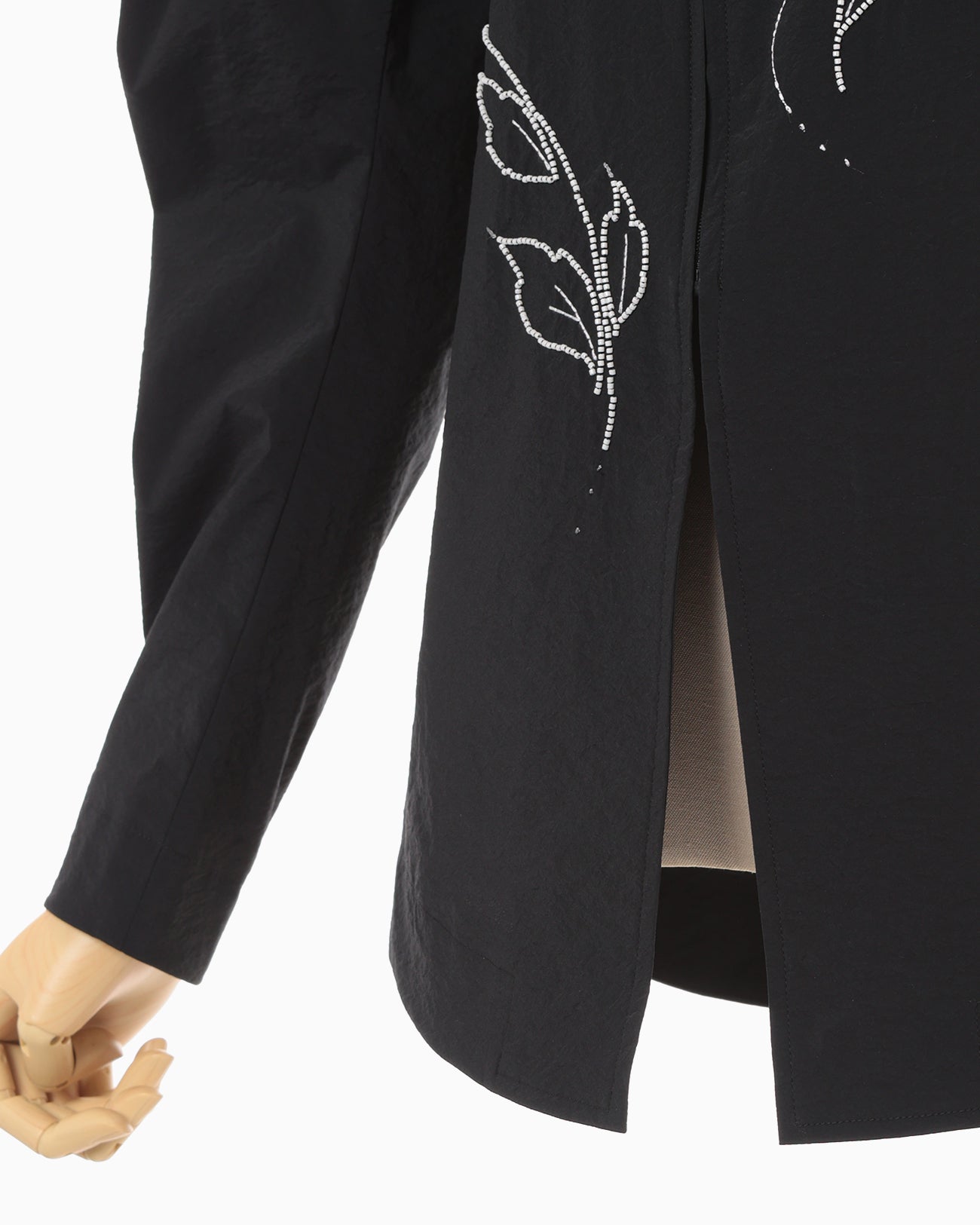 Stretch Beaded Detail Tuck Jacket - black - Mame Kurogouchi