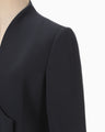 Acetate Polyester Collarless Double Breasted Suit Jacket - navy