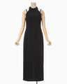 Cotton Jersey Halter Neck Dress - black