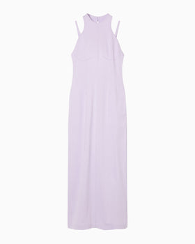 Cotton Jersey Halter Neck Dress - purple