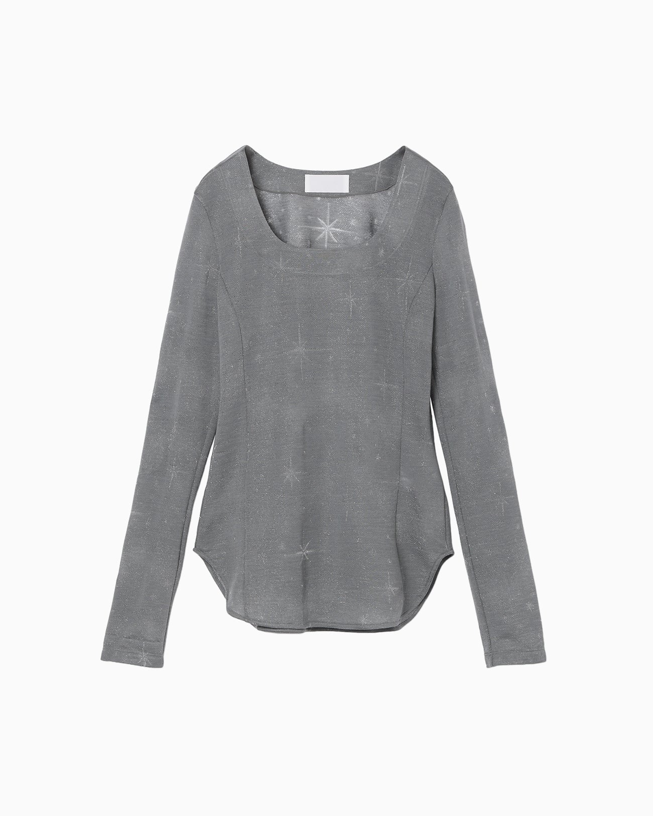 Starry Jersey Square Neck Sheer Top - grey - Mame Kurogouchi
