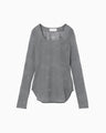 Starry Jersey Square Neck Sheer Top - grey