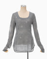 Starry Jersey Square Neck Sheer Top - grey
