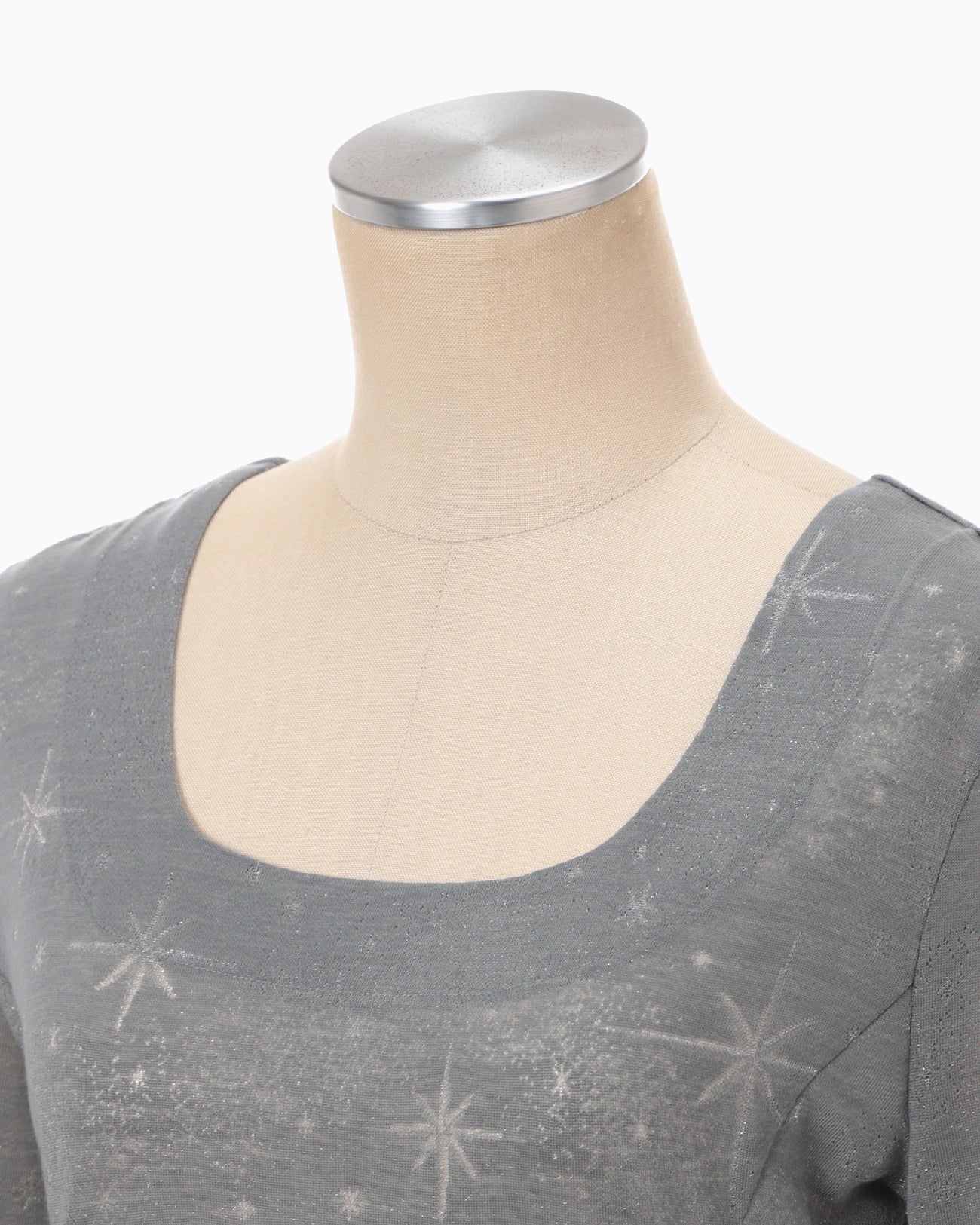 Starry Jersey Square Neck Sheer Top - grey - Mame Kurogouchi