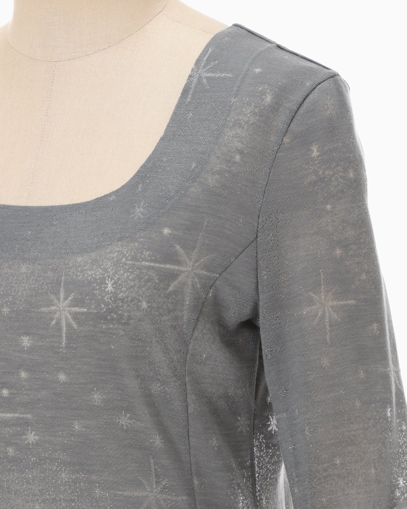 Starry Jersey Square Neck Sheer Top - grey - Mame Kurogouchi