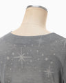 Starry Jersey Square Neck Sheer Top - grey