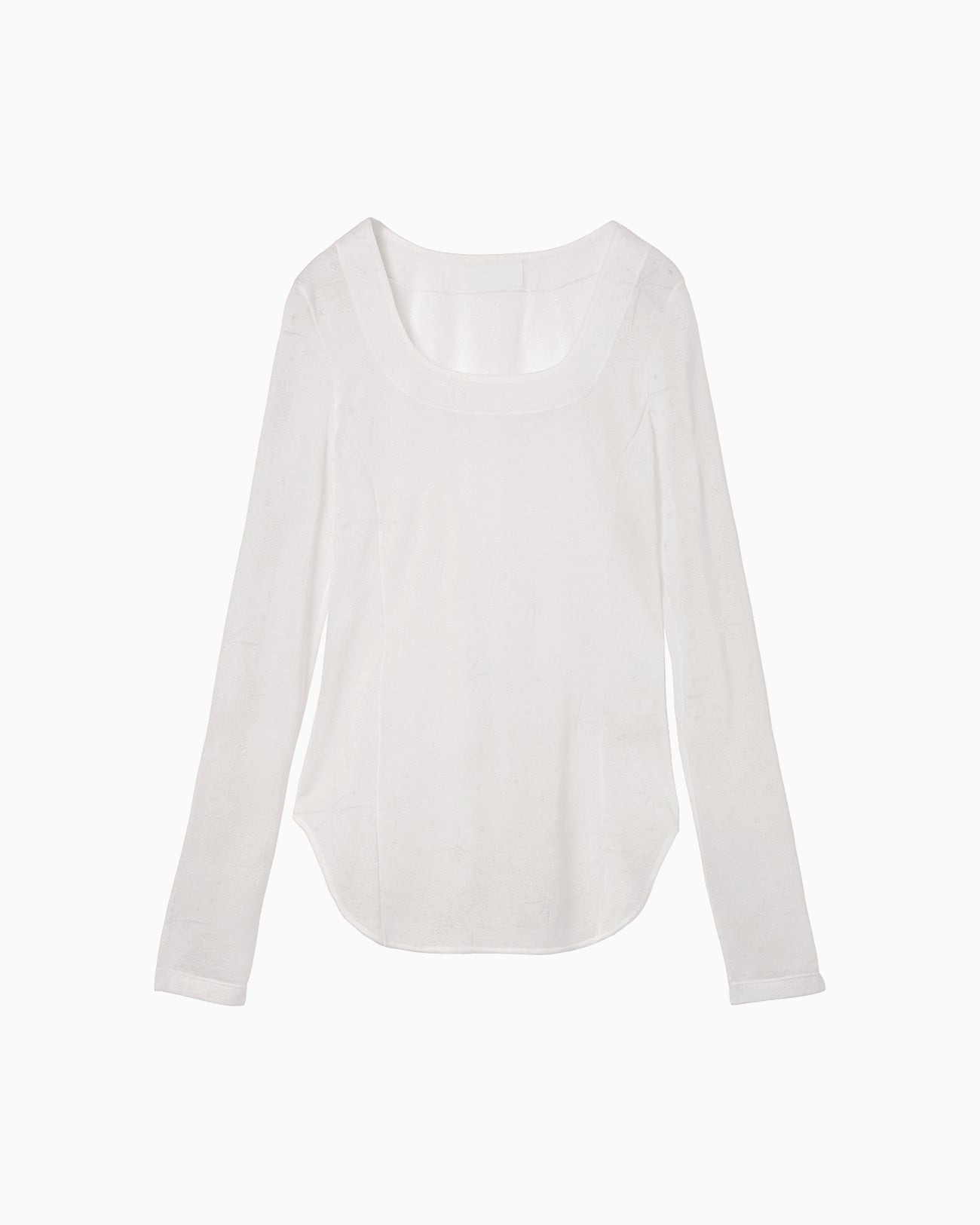 Starry Jersey Square Neck Sheer Top - white - Mame Kurogouchi