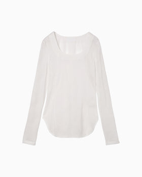Starry Jersey Square Neck Sheer Top - white