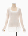 Starry Jersey Square Neck Sheer Top - white