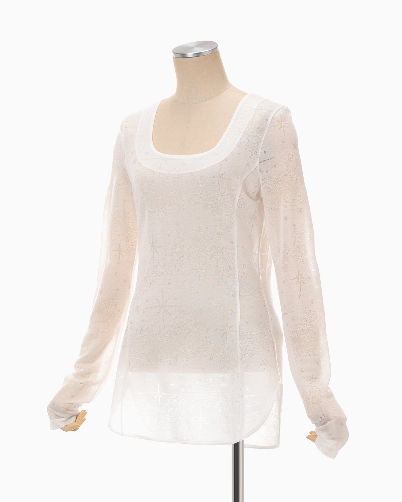 Starry Jersey Square Neck Sheer Top - white - Mame Kurogouchi