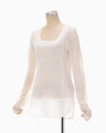 Starry Jersey Square Neck Sheer Top - white