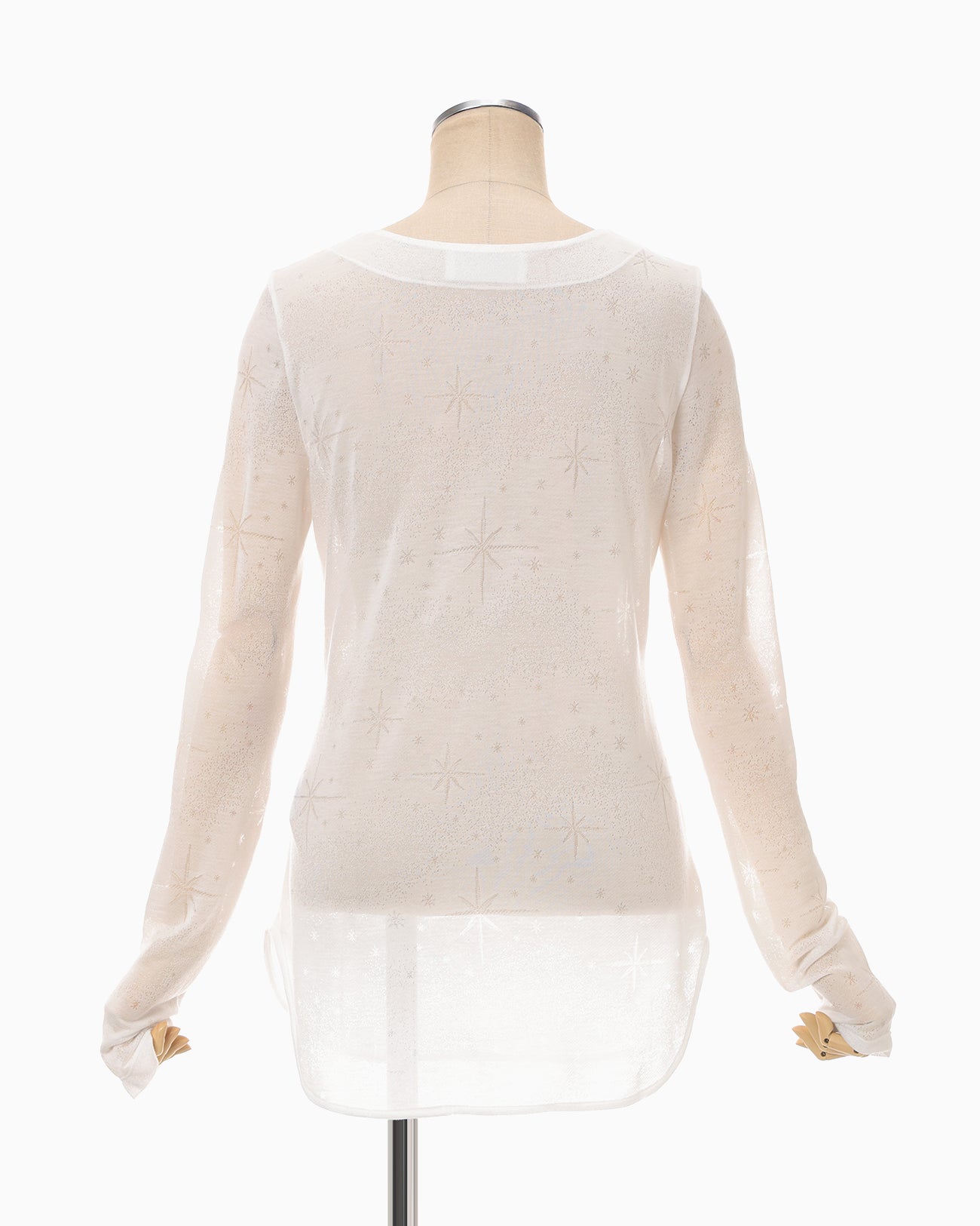 Starry Jersey Square Neck Sheer Top - white - Mame Kurogouchi