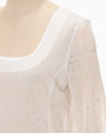 Starry Jersey Square Neck Sheer Top - white