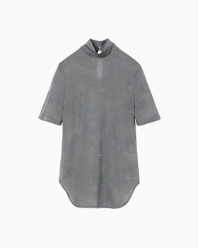 Starry Jersey Short Sleeve Sheer Top - grey